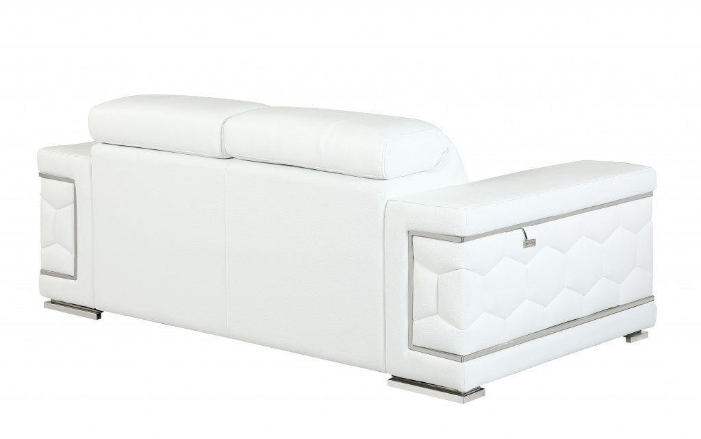 Two Piece Indoor Italian Leather Five Person Seating Set