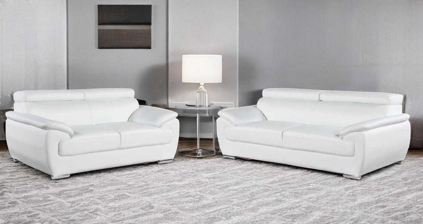 Two Piece Indoor Genuine Leather Five Person Seating Set