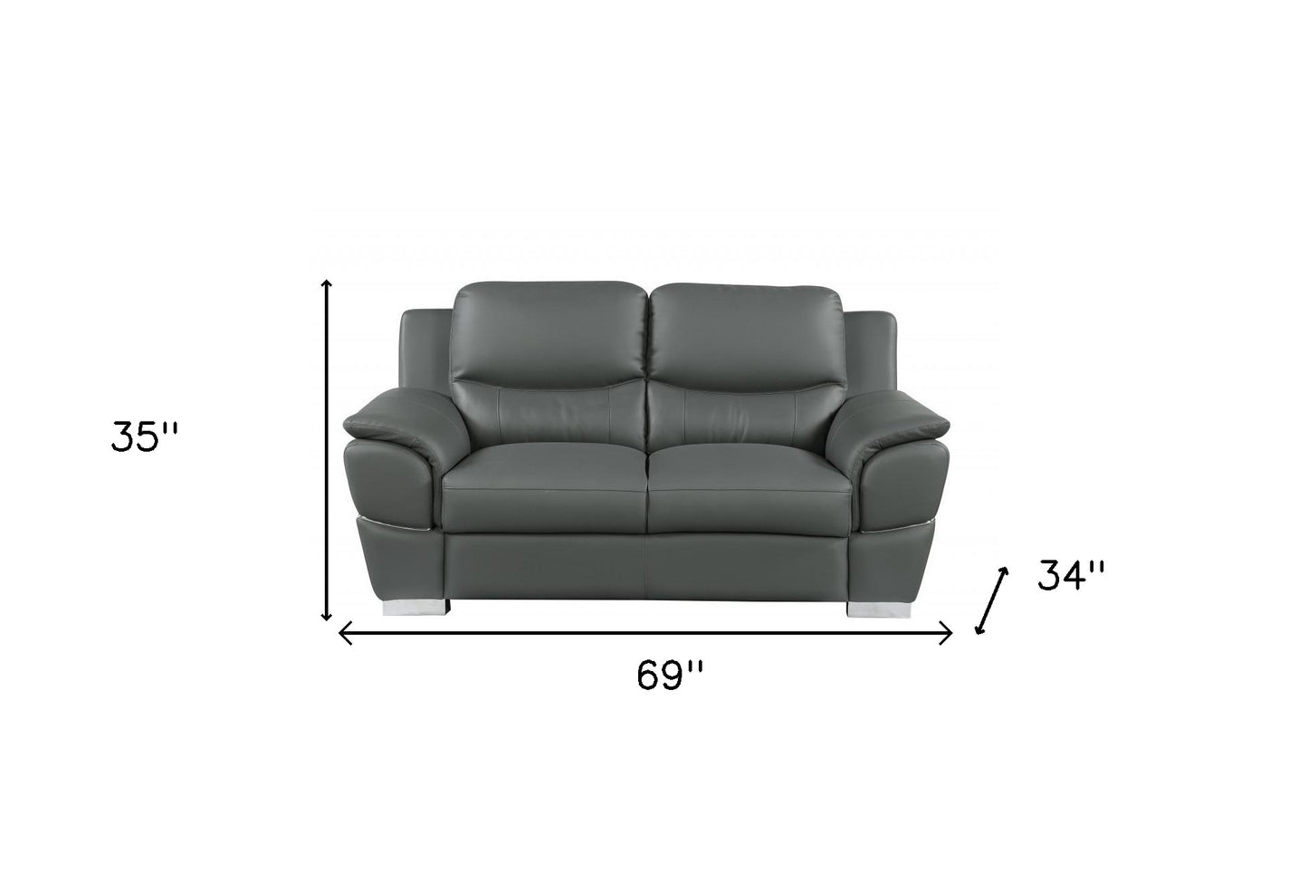 Two Piece Indoor Genuine Leather Five Person Seating Set