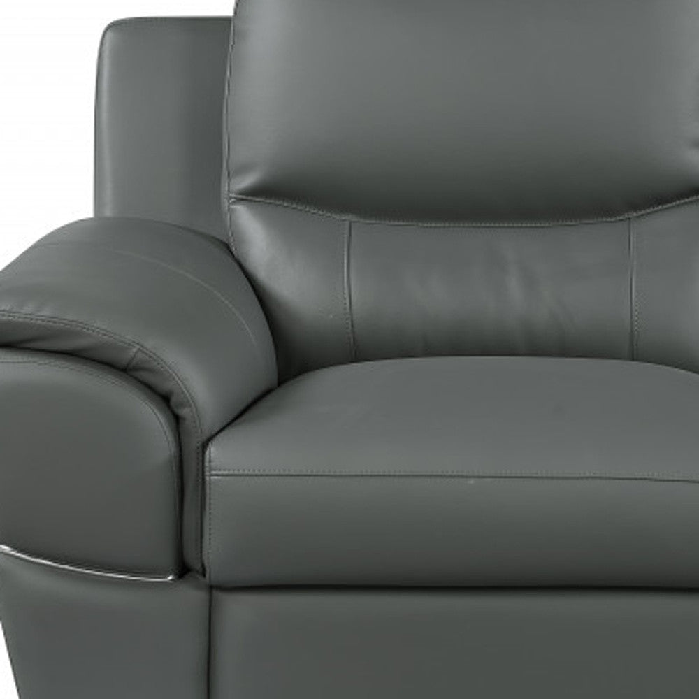 Two Piece Indoor Genuine Leather Five Person Seating Set