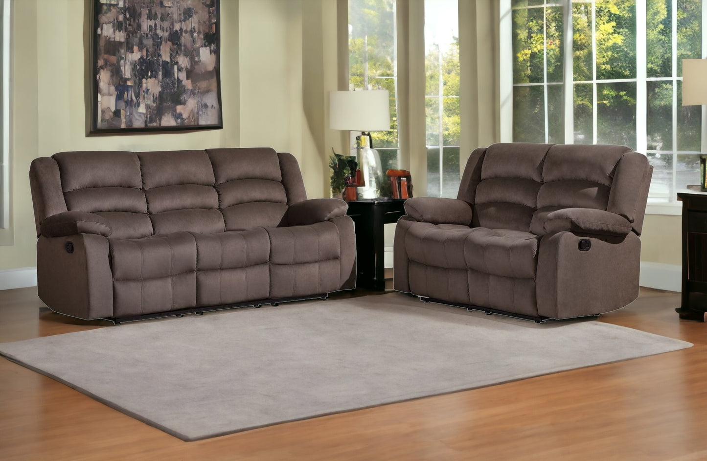 Two Piece Indoor Microsuede Five Person Seating Set