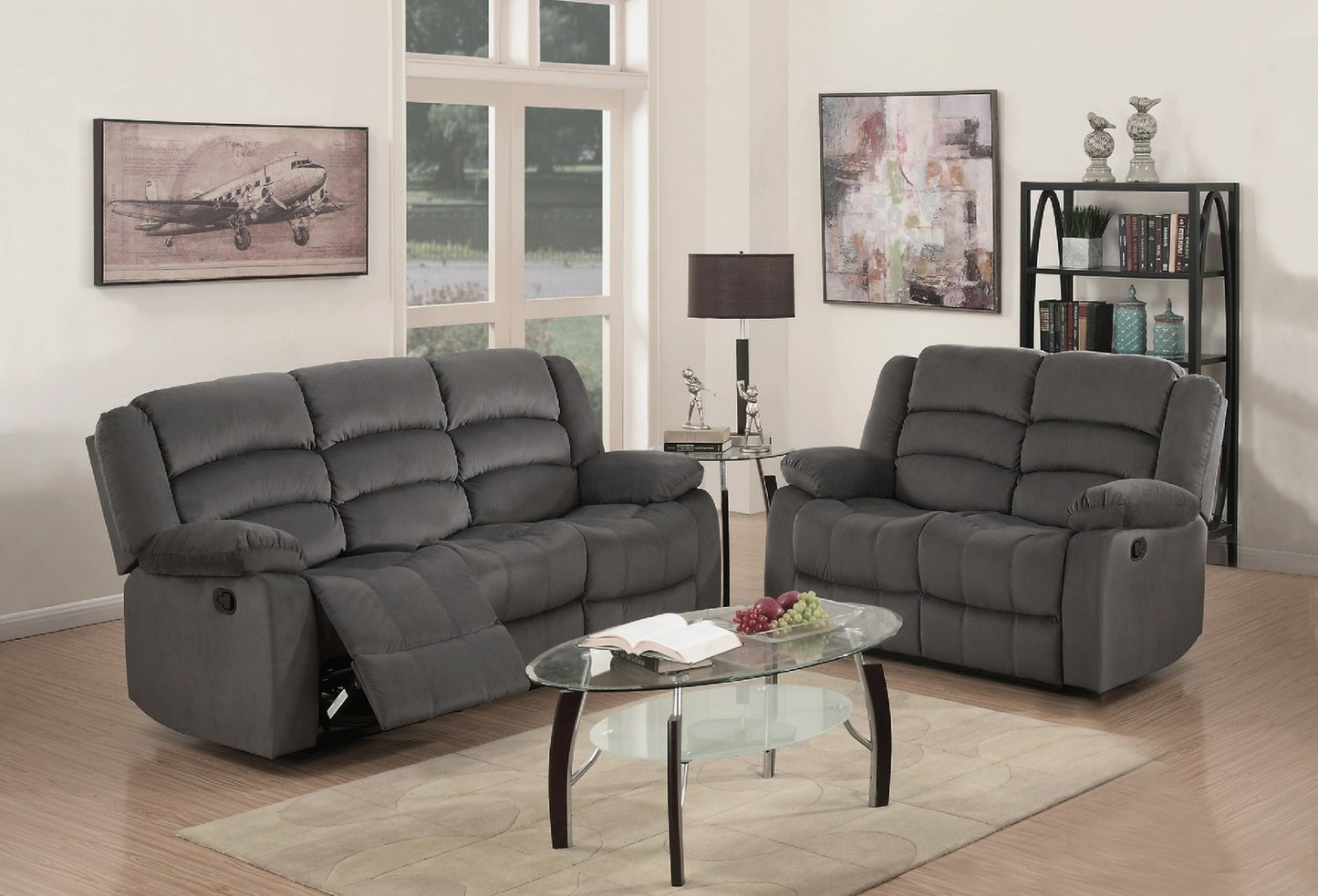 Two Piece Indoor Microsuede Five Person Seating Set