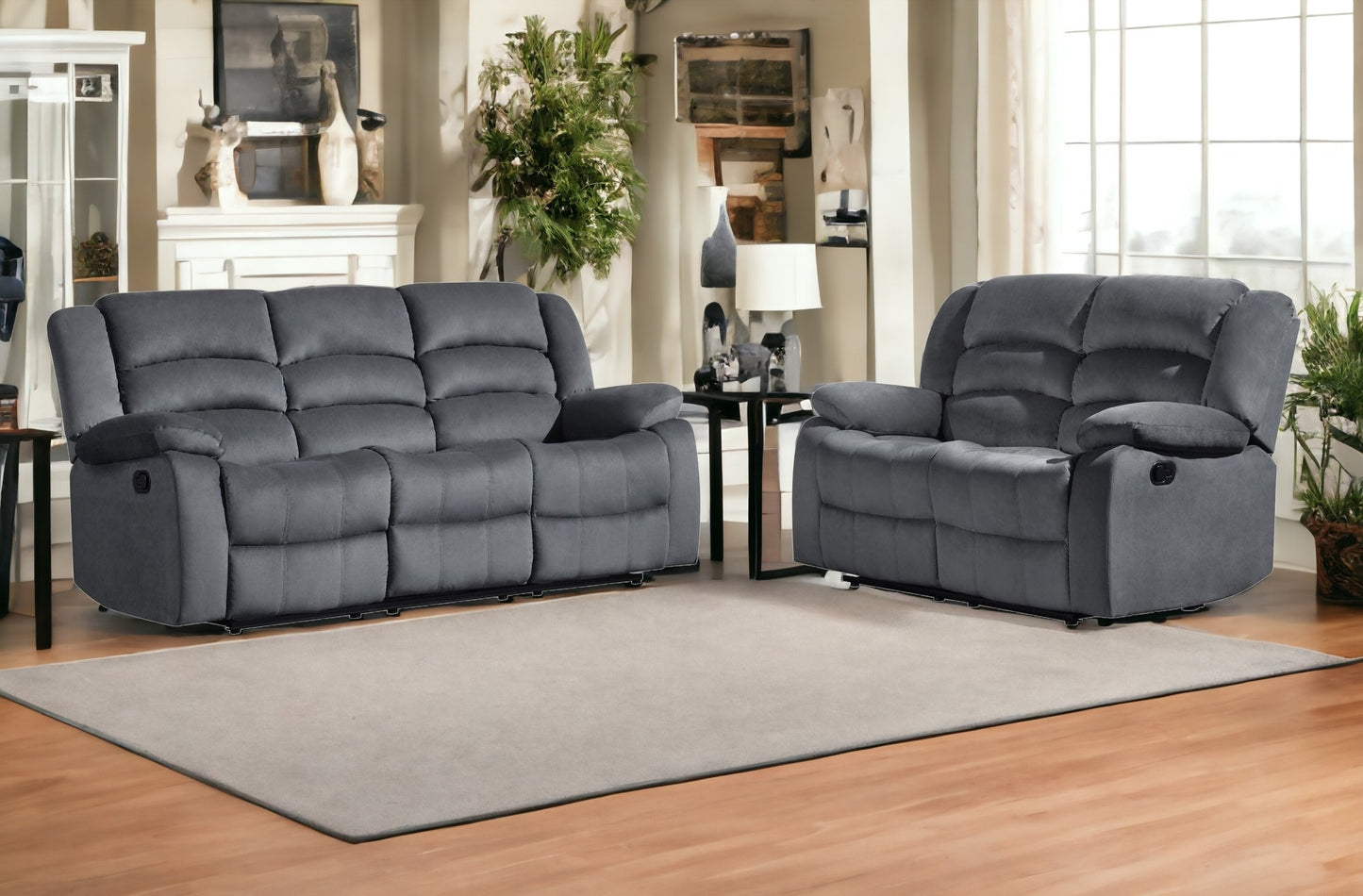 Two Piece Indoor Microsuede Five Person Seating Set