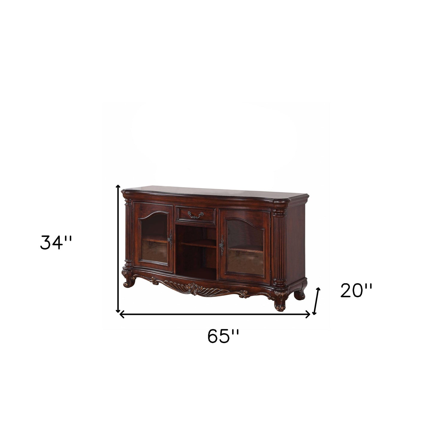 Cherry Cabinet Enclosed Storage TV Stand with Bookcase