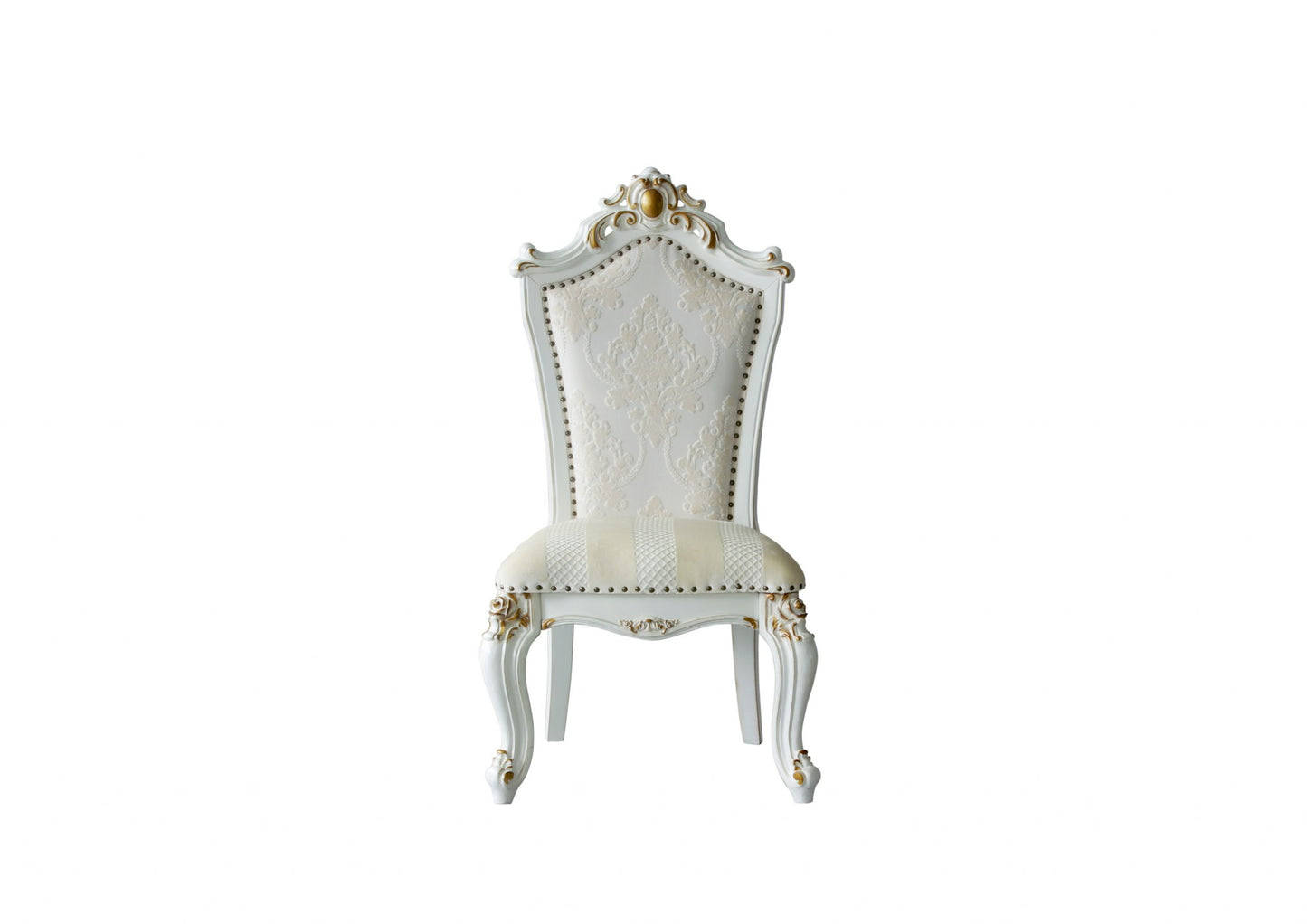 Set of Two Faux Leather Damask Side Chair