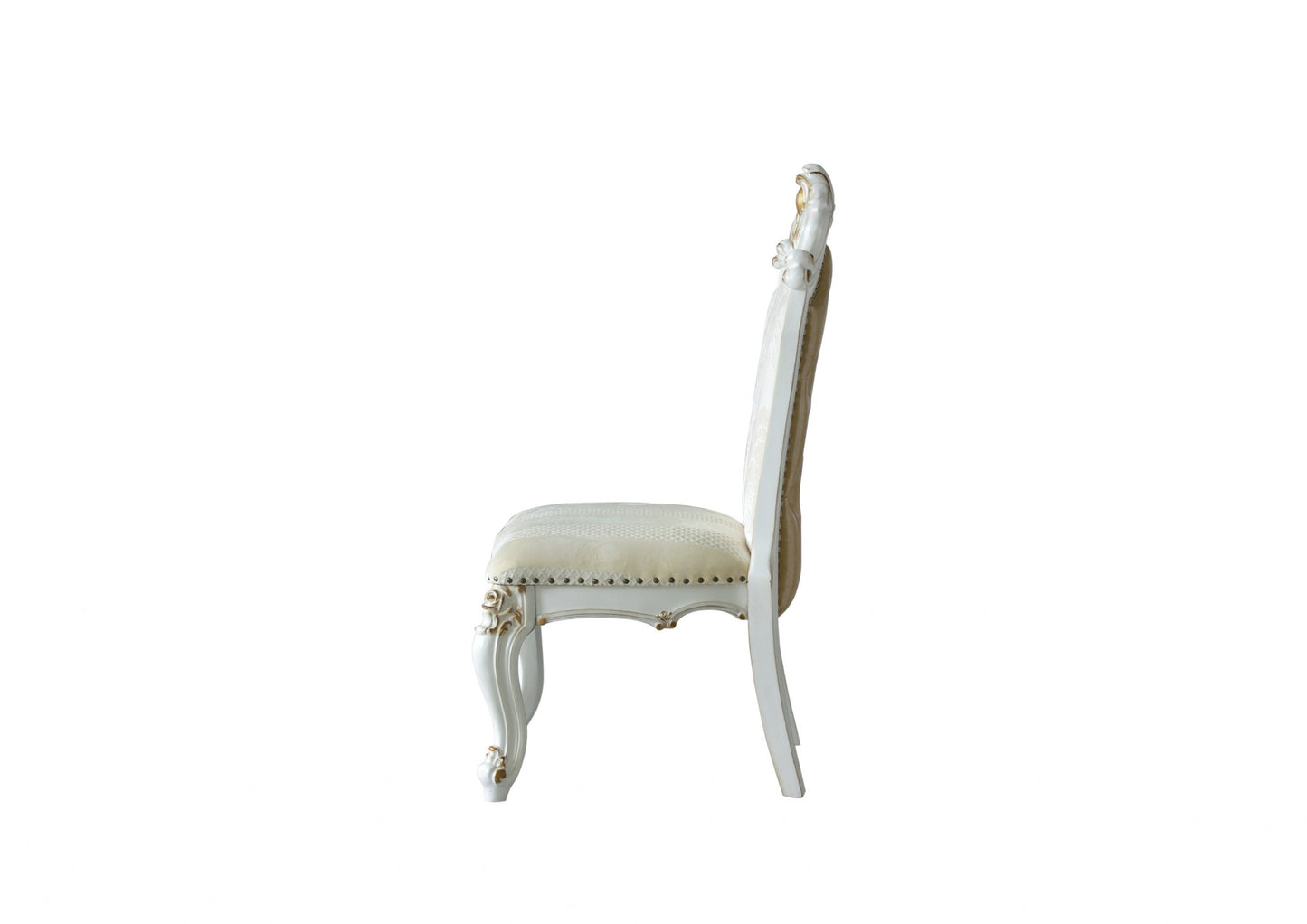 Set of Two Faux Leather Damask Side Chair