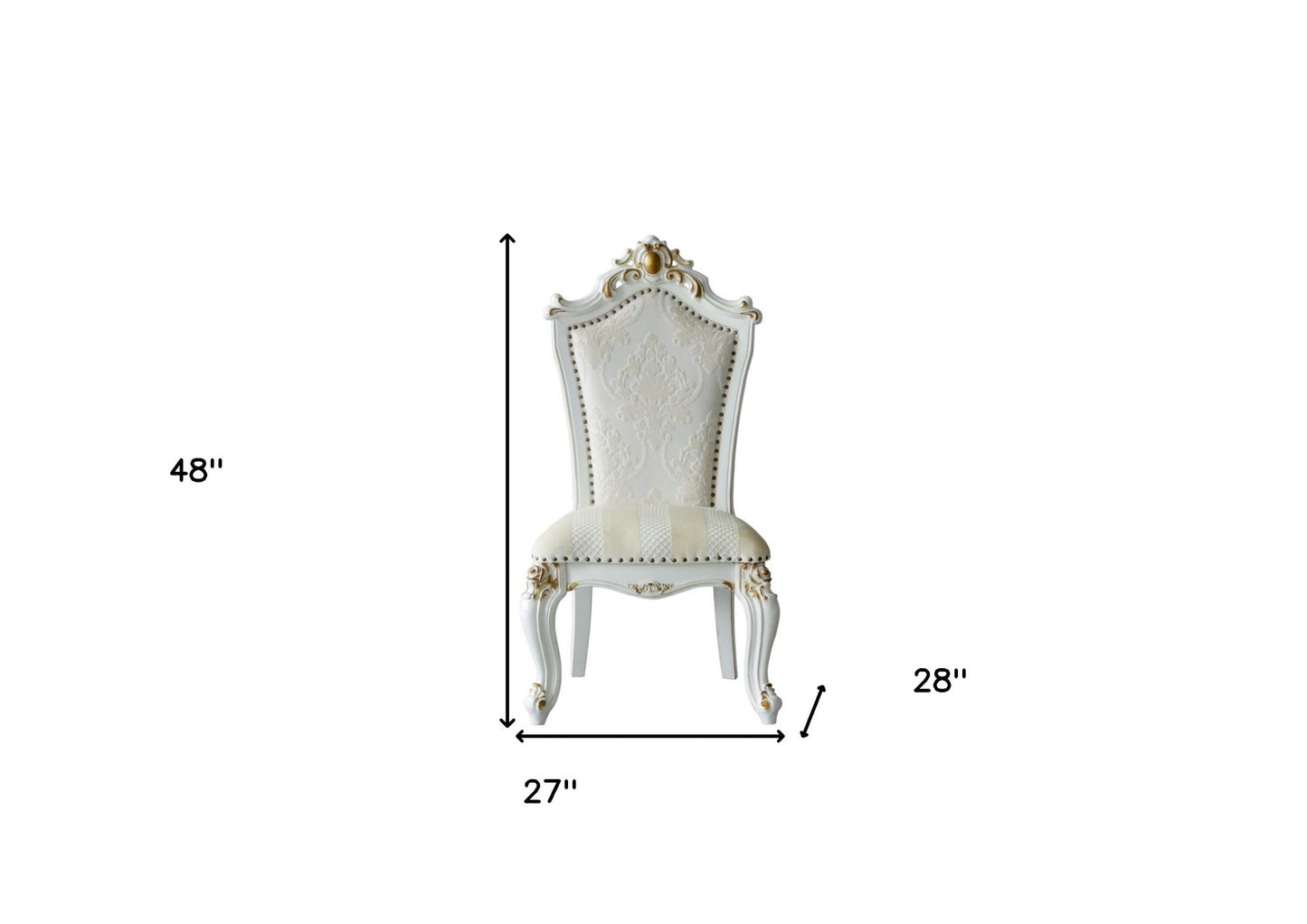 Set of Two Faux Leather Damask Side Chair