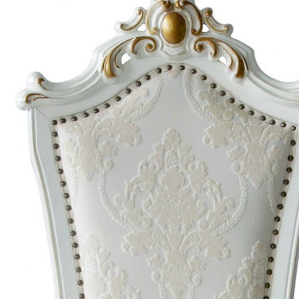 Set of Two Faux Leather Damask Side Chair