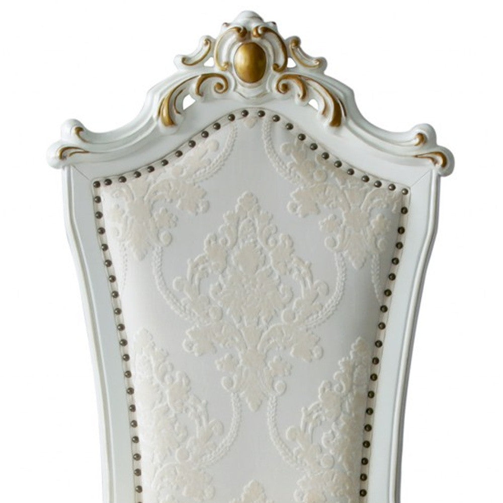 Set of Two Faux Leather Damask Side Chair