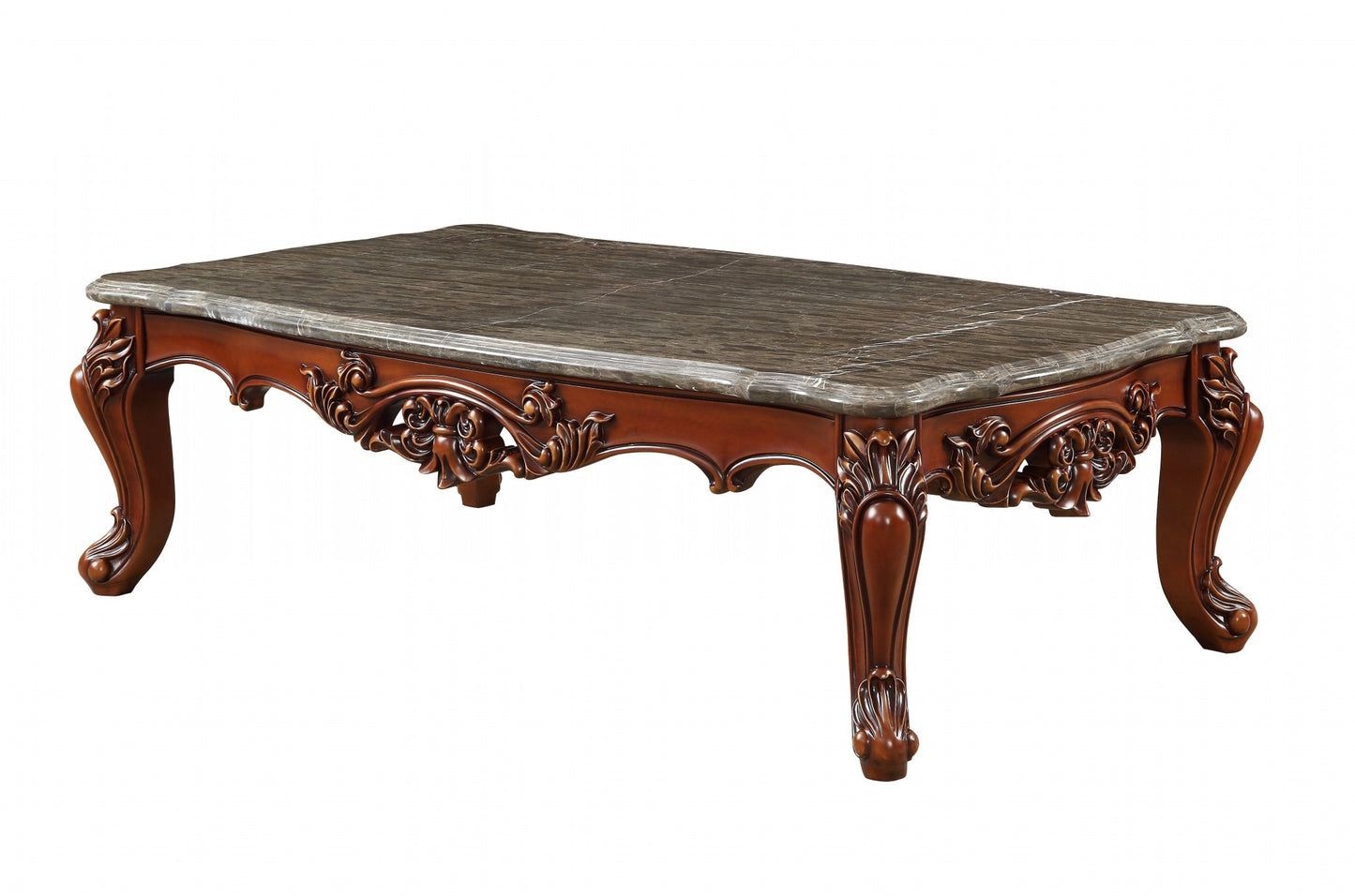 Genuine Marble and Solid Wood Coffee Table