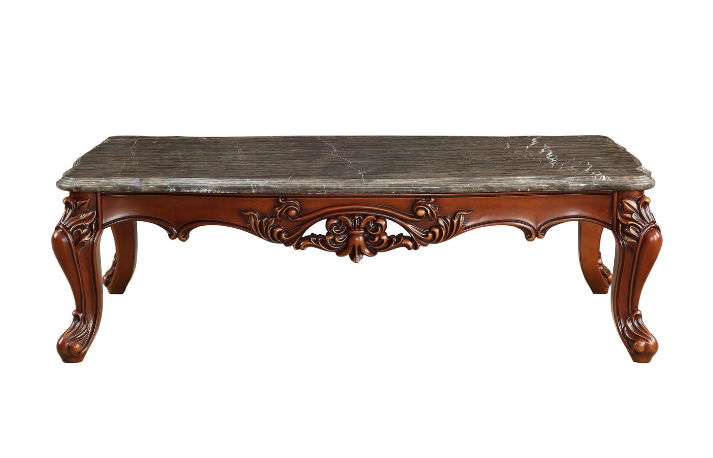 Genuine Marble and Solid Wood Coffee Table