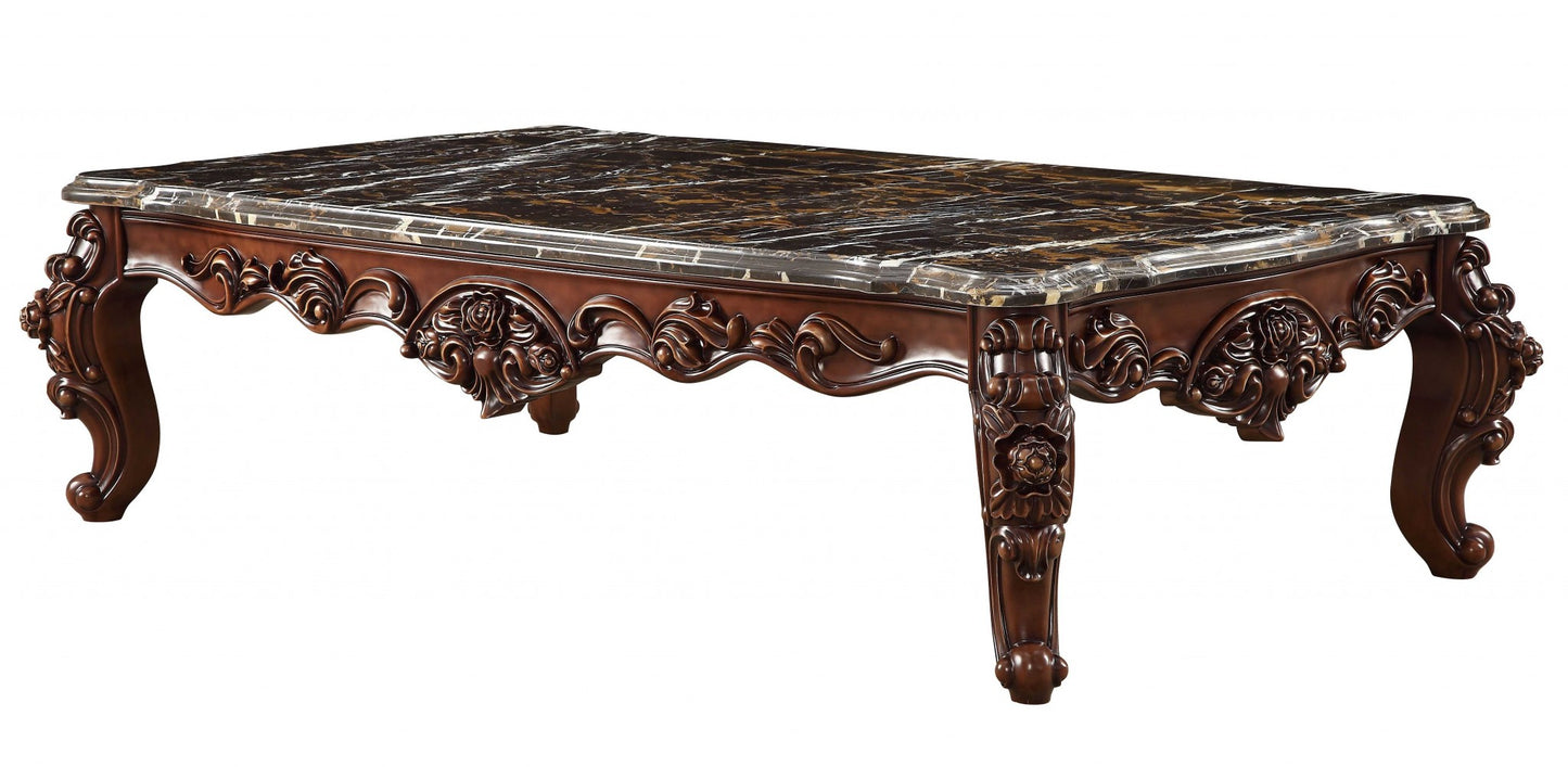 Genuine Marble and Solid Wood Coffee Table