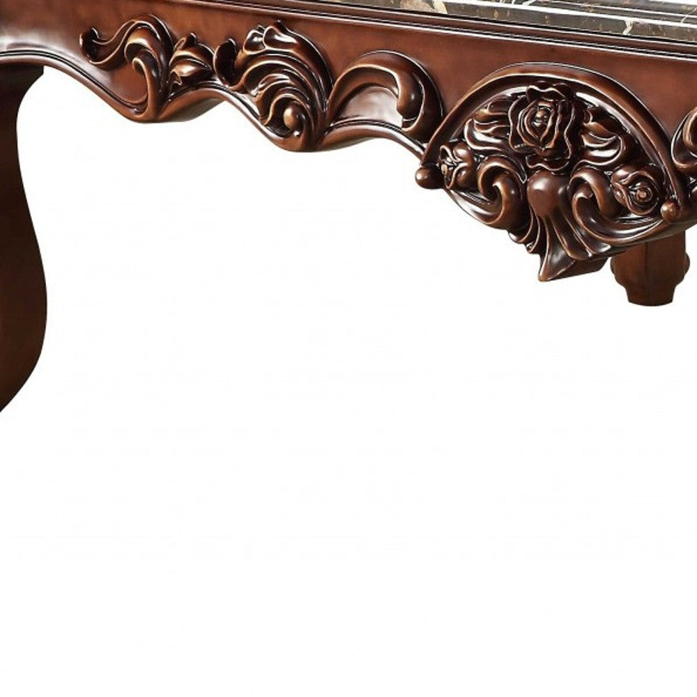 Genuine Marble and Solid Wood Coffee Table