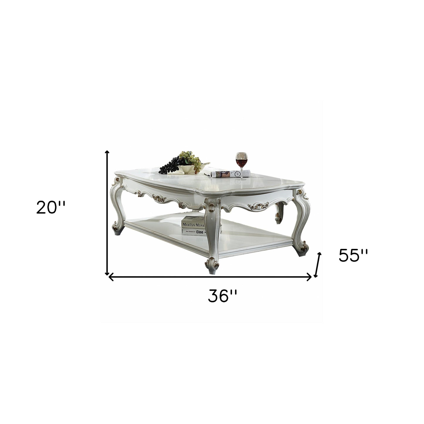 Resin and Wood Coffee Table with Shelf