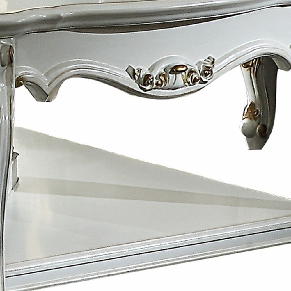 Resin and Wood Coffee Table with Shelf