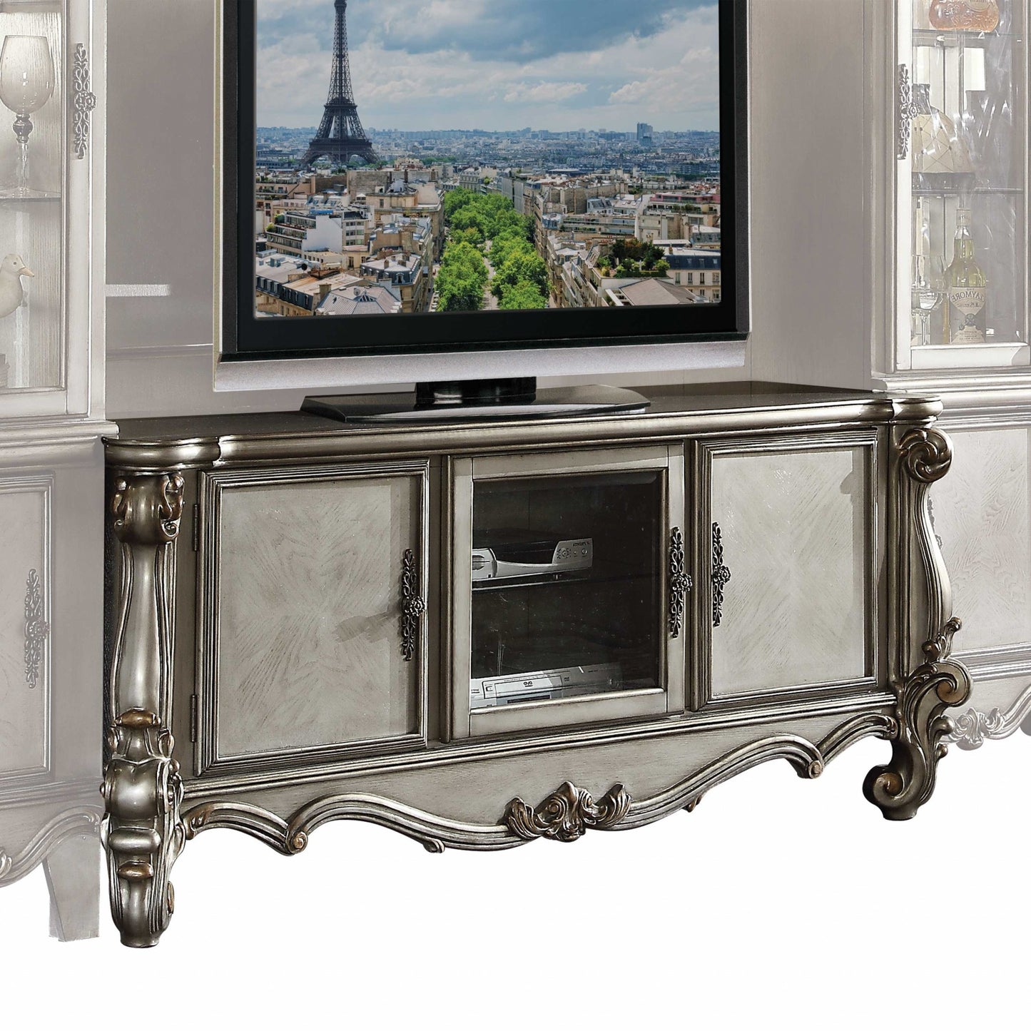 Solid Wood Enclosed and Open Storage TV Stand