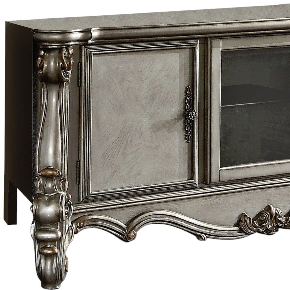 Solid Wood Enclosed and Open Storage TV Stand