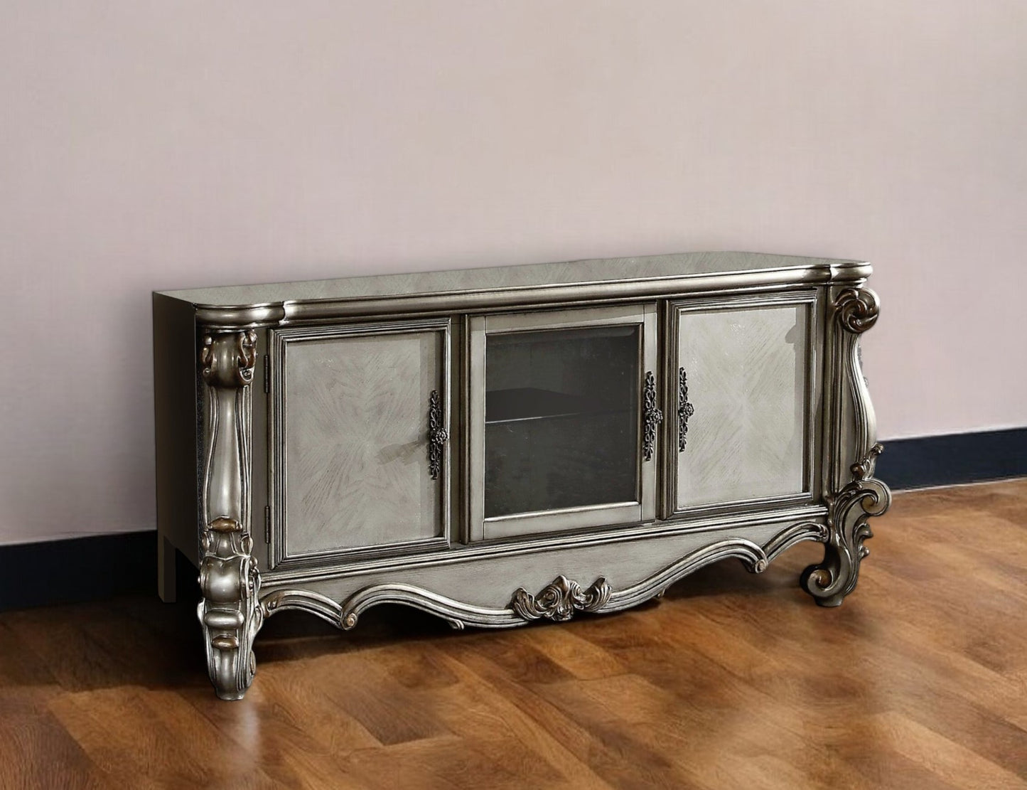 Solid Wood Enclosed and Open Storage TV Stand
