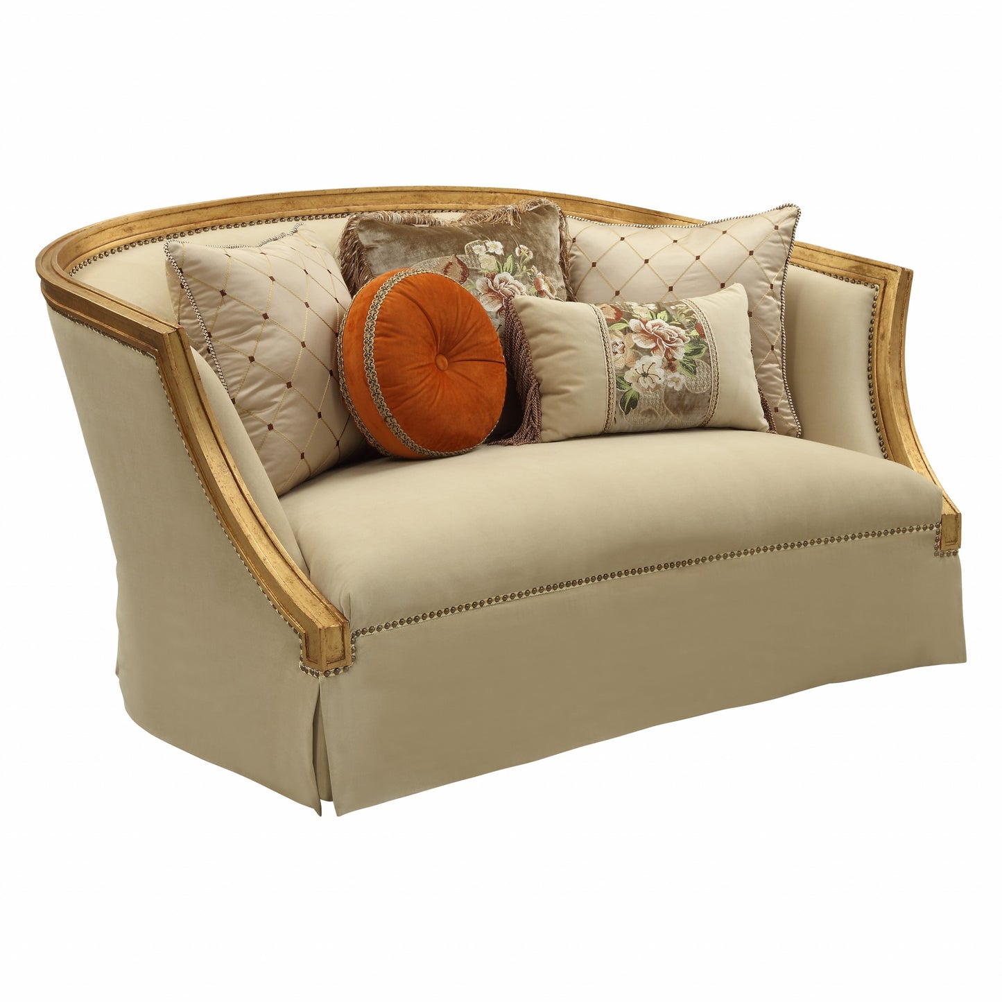 Curved Loveseat and Toss Pillows