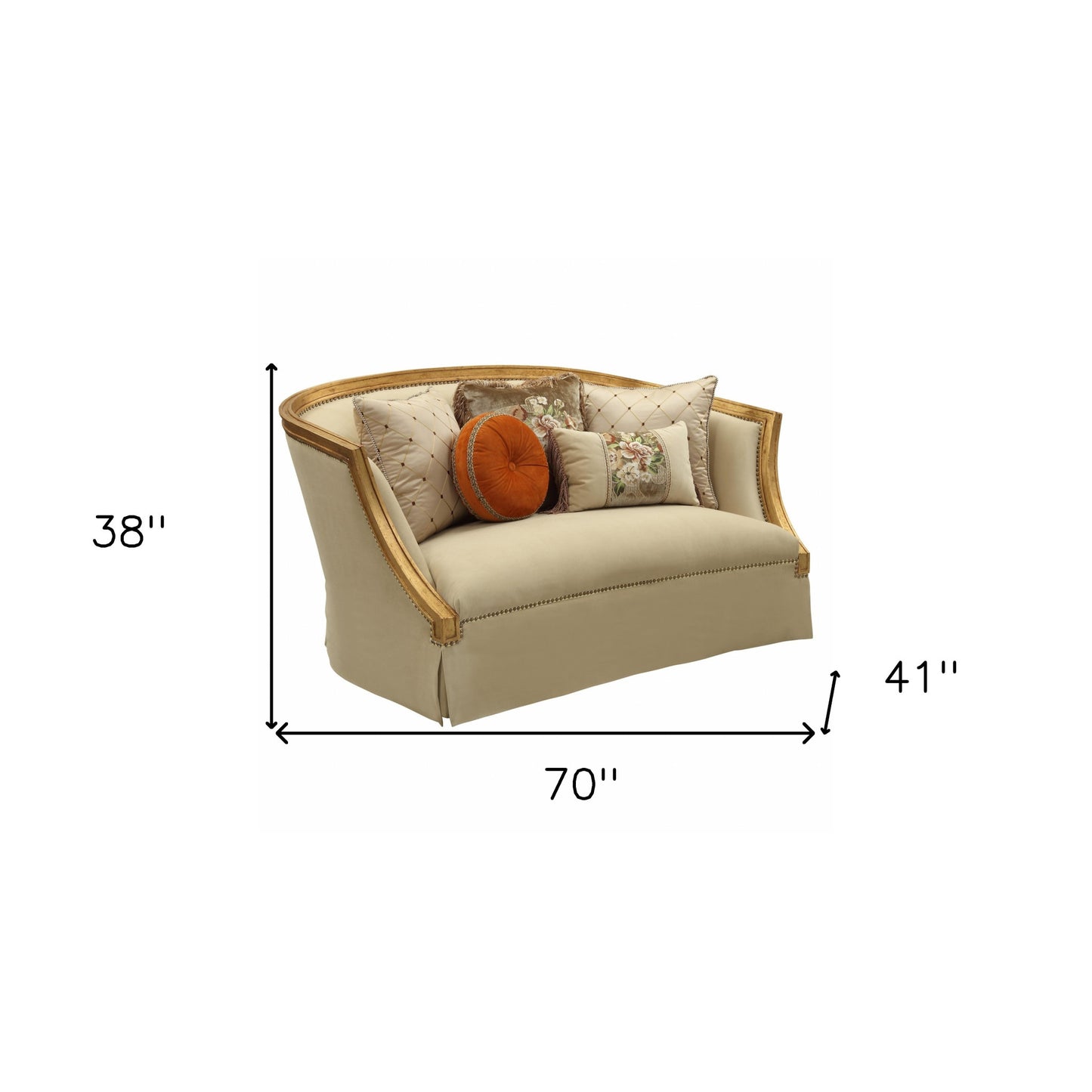 Curved Loveseat and Toss Pillows