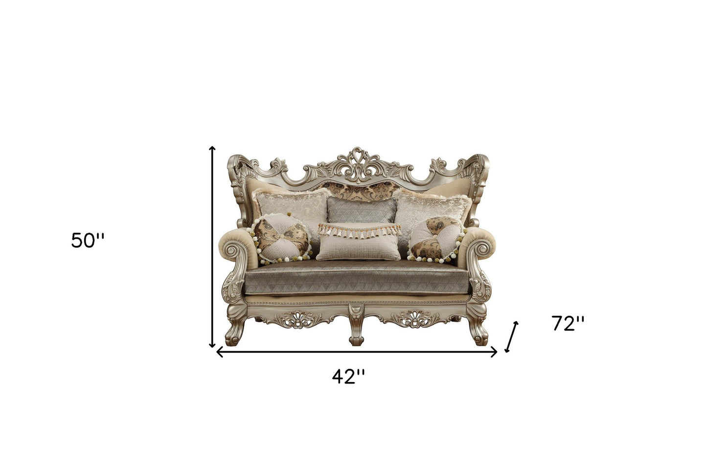 Damask Chesterfield Loveseat and Toss Pillows