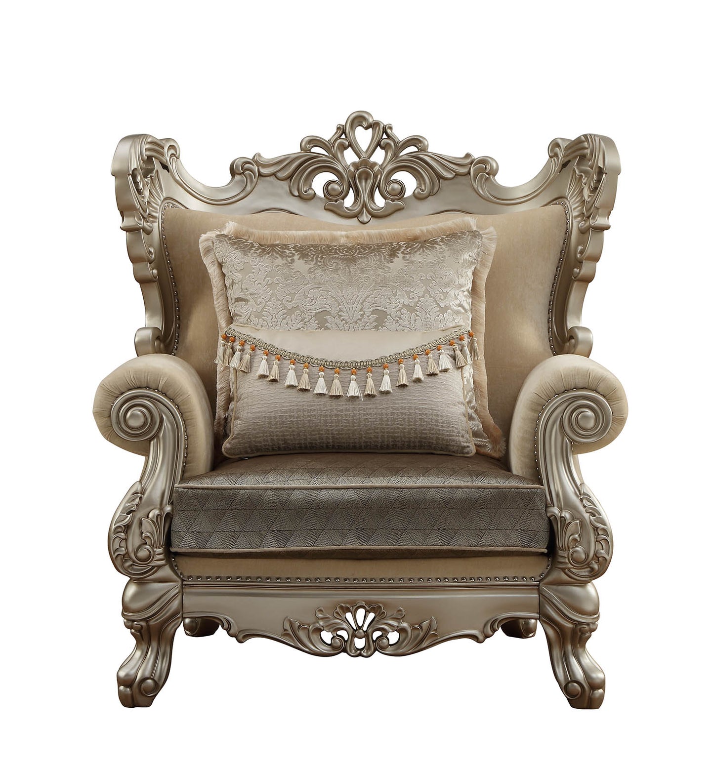 Fabric Geometric Arm Chair and Toss Pillow
