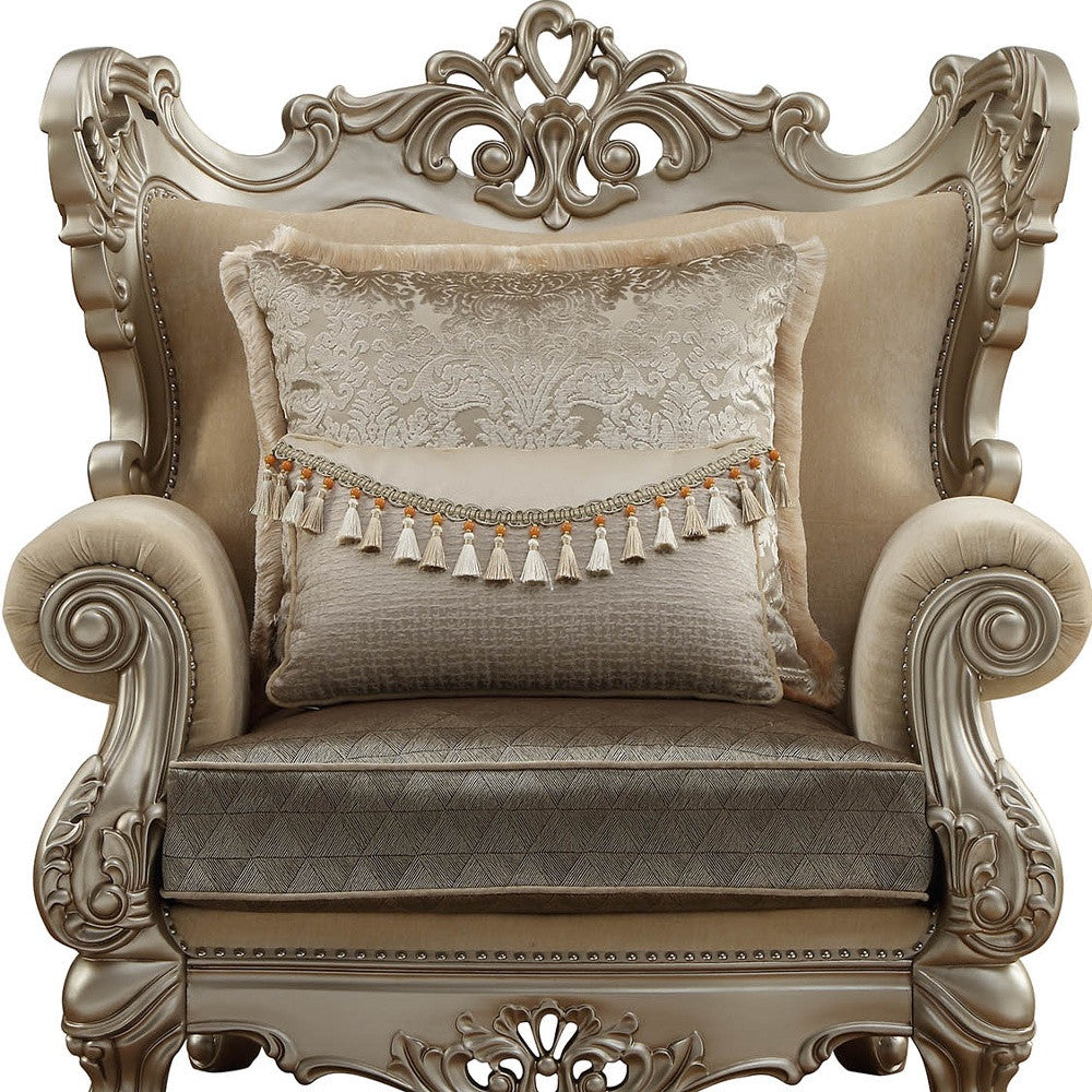 Fabric Geometric Arm Chair and Toss Pillow