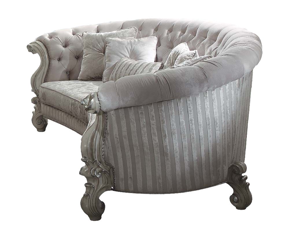 Velvet Curved Floral Sofa and Toss Pillows with Gray Legs