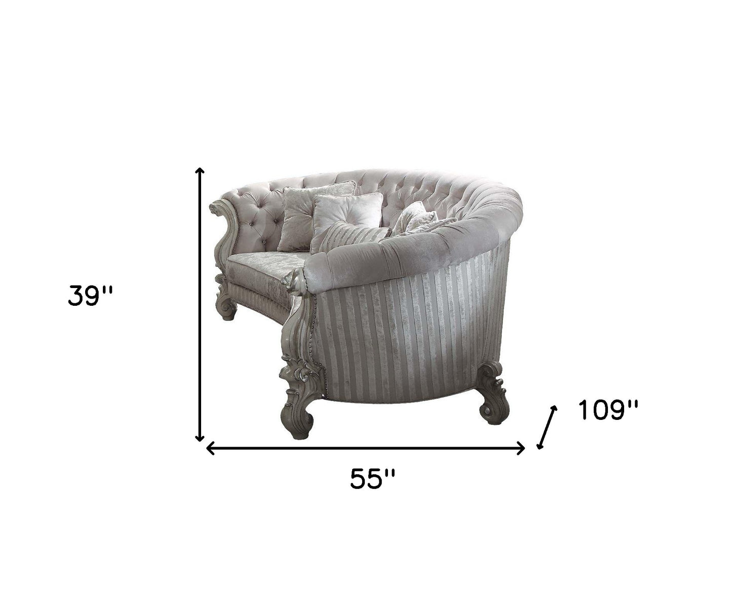 Velvet Curved Floral Sofa and Toss Pillows with Gray Legs