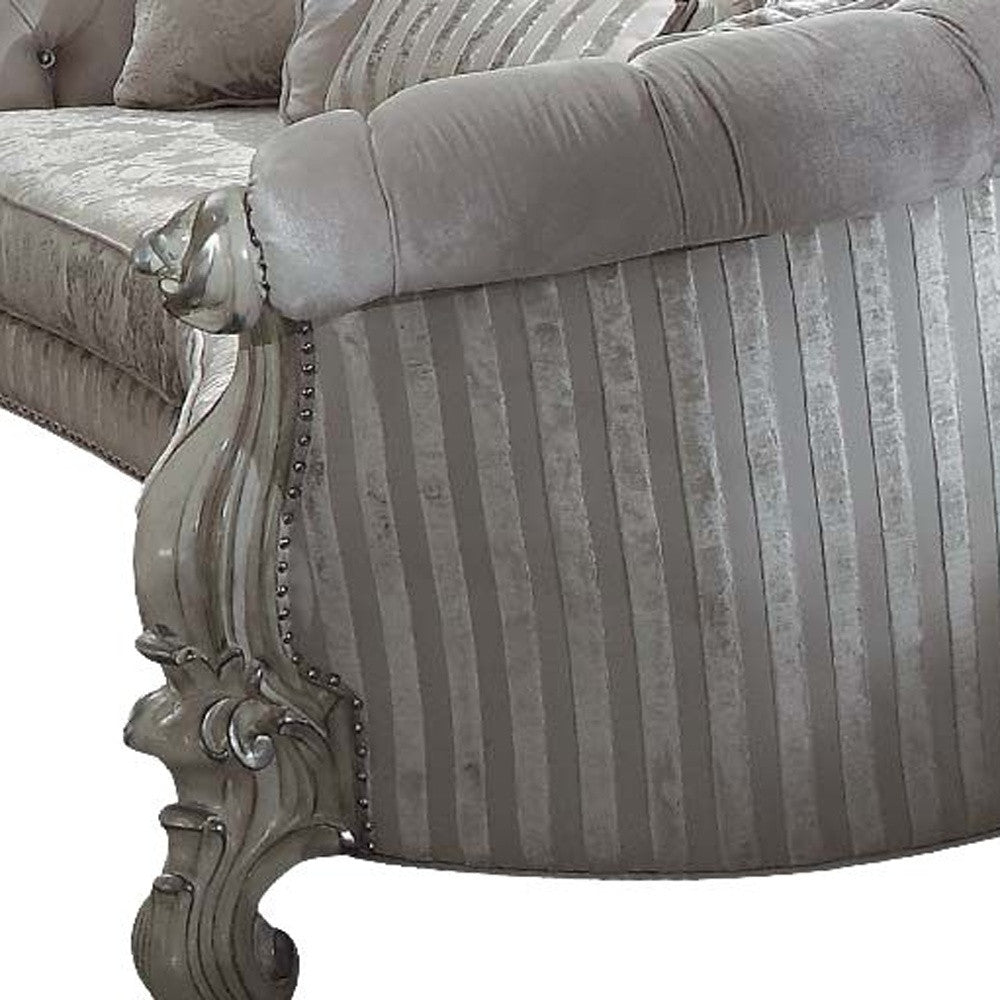 Velvet Curved Floral Sofa and Toss Pillows with Gray Legs