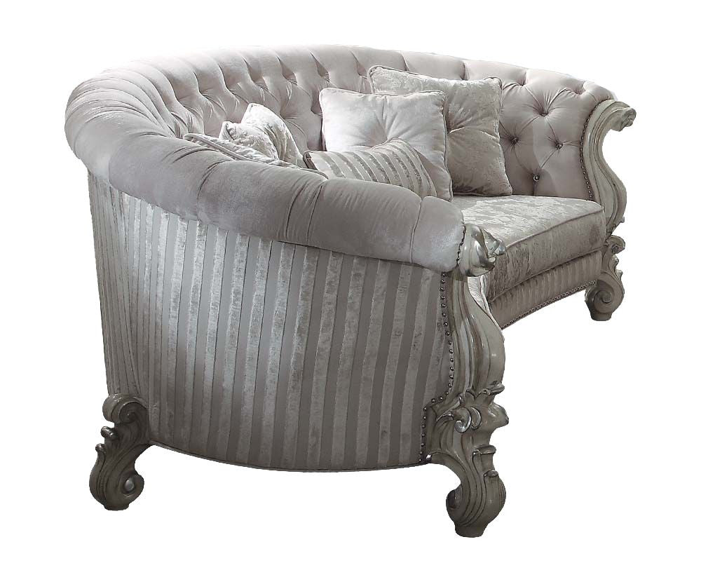 Velvet Curved Floral Sofa and Toss Pillows with Gray Legs