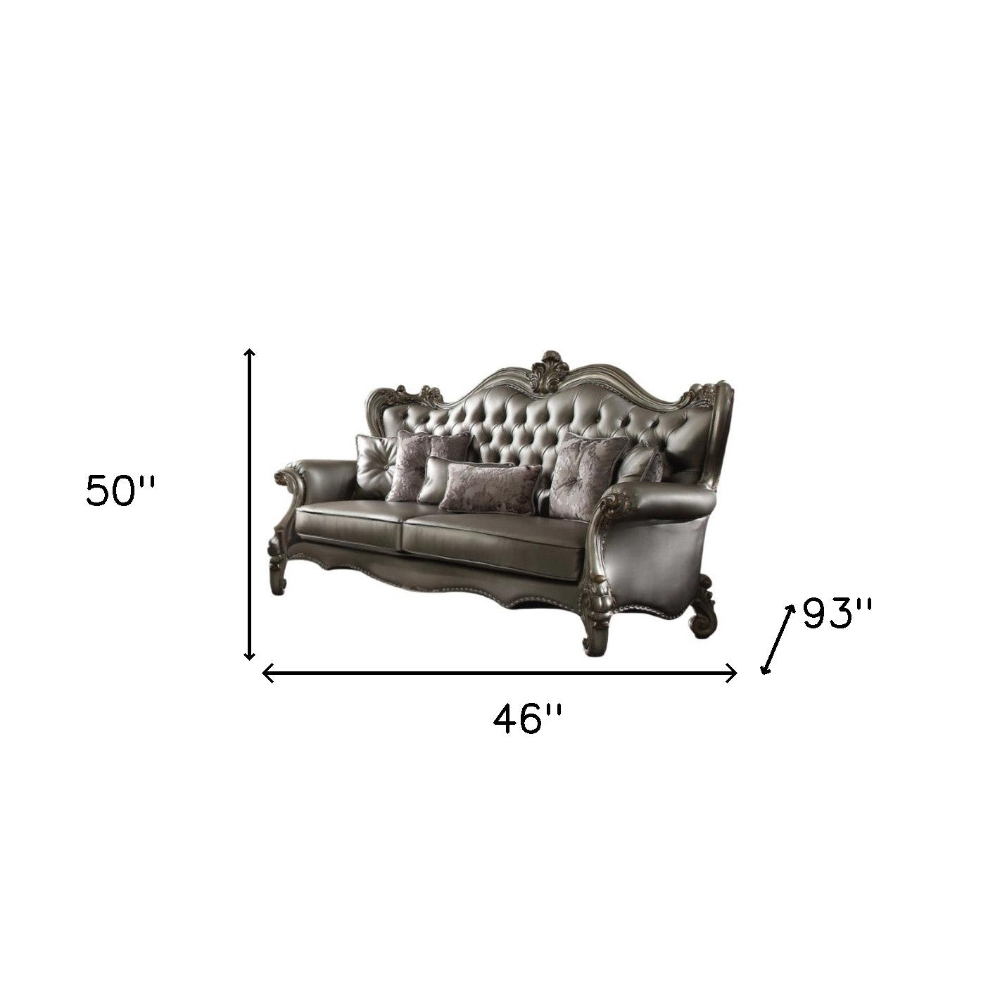 Faux Leather Curved Sofa and Toss Pillows