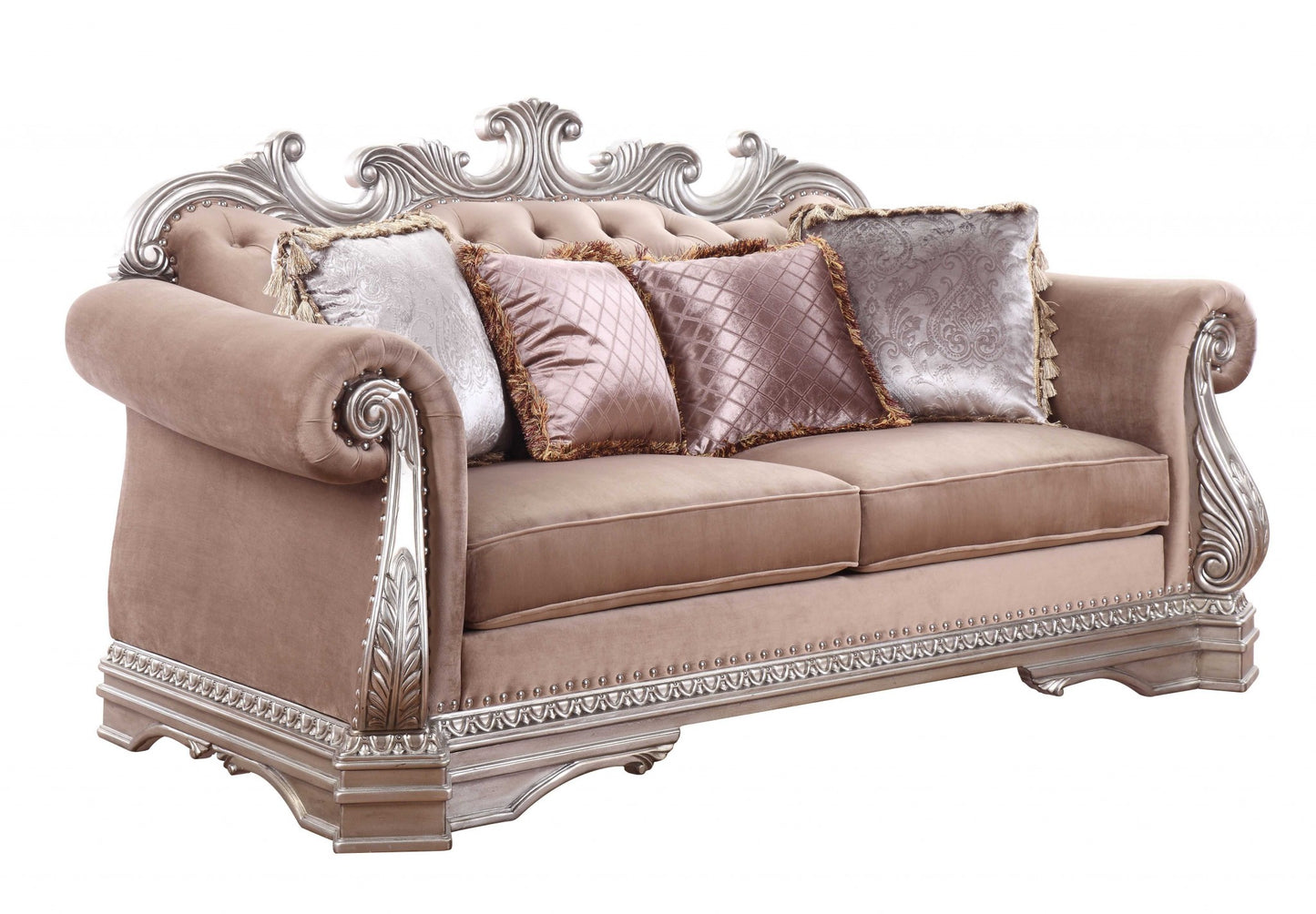 Velour Loveseat and Toss Pillows