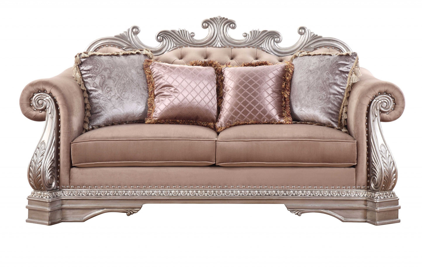 Velour Loveseat and Toss Pillows