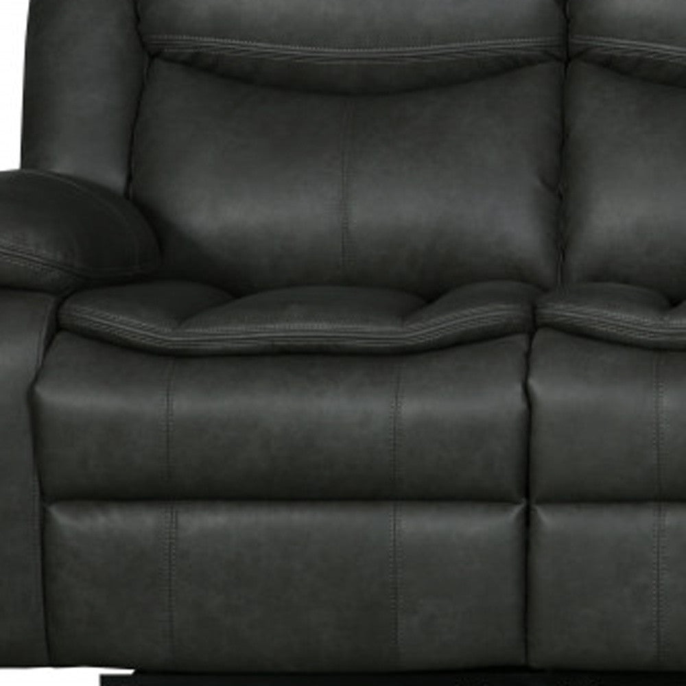 Faux Leather Sofa with Black Legs
