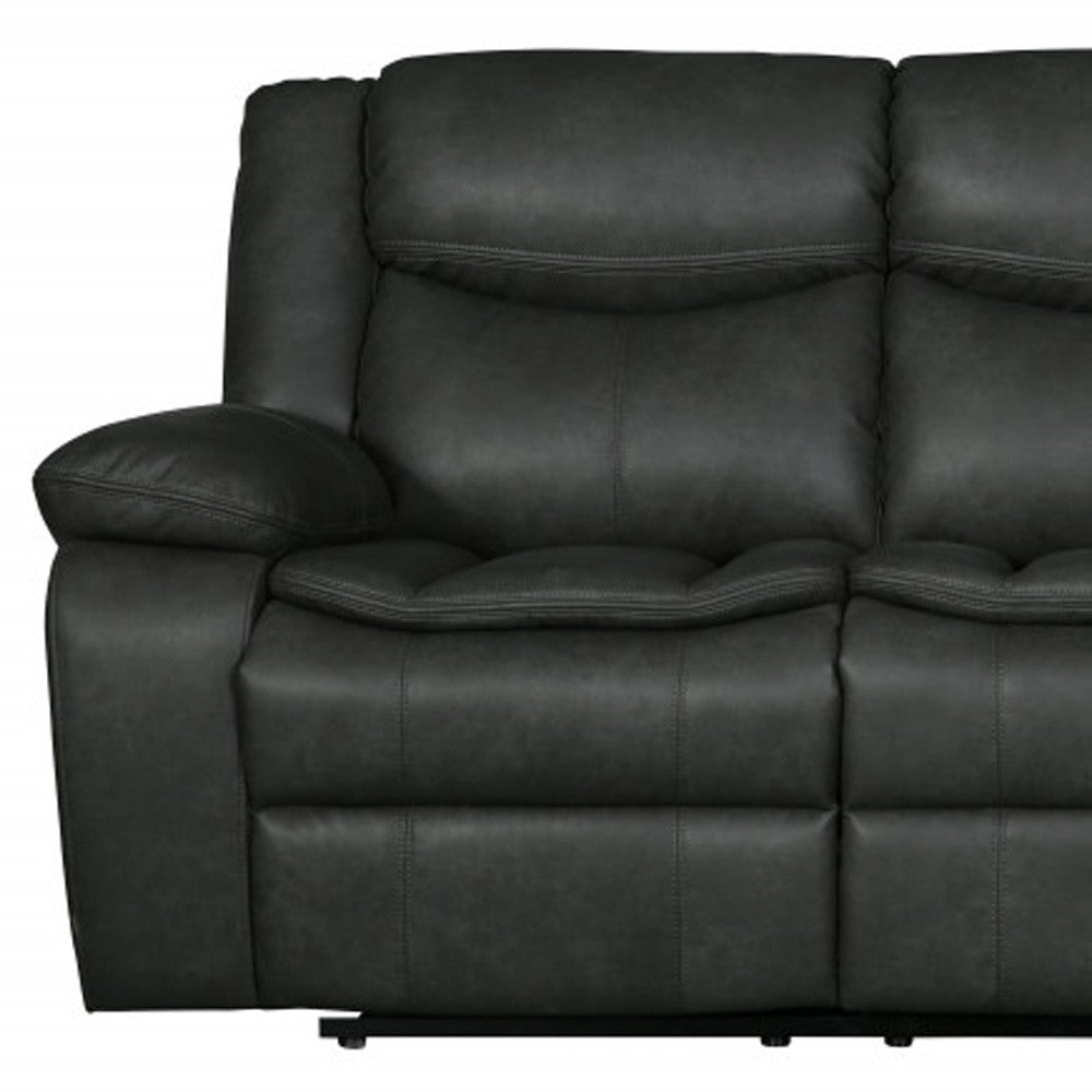 Faux Leather Sofa with Black Legs