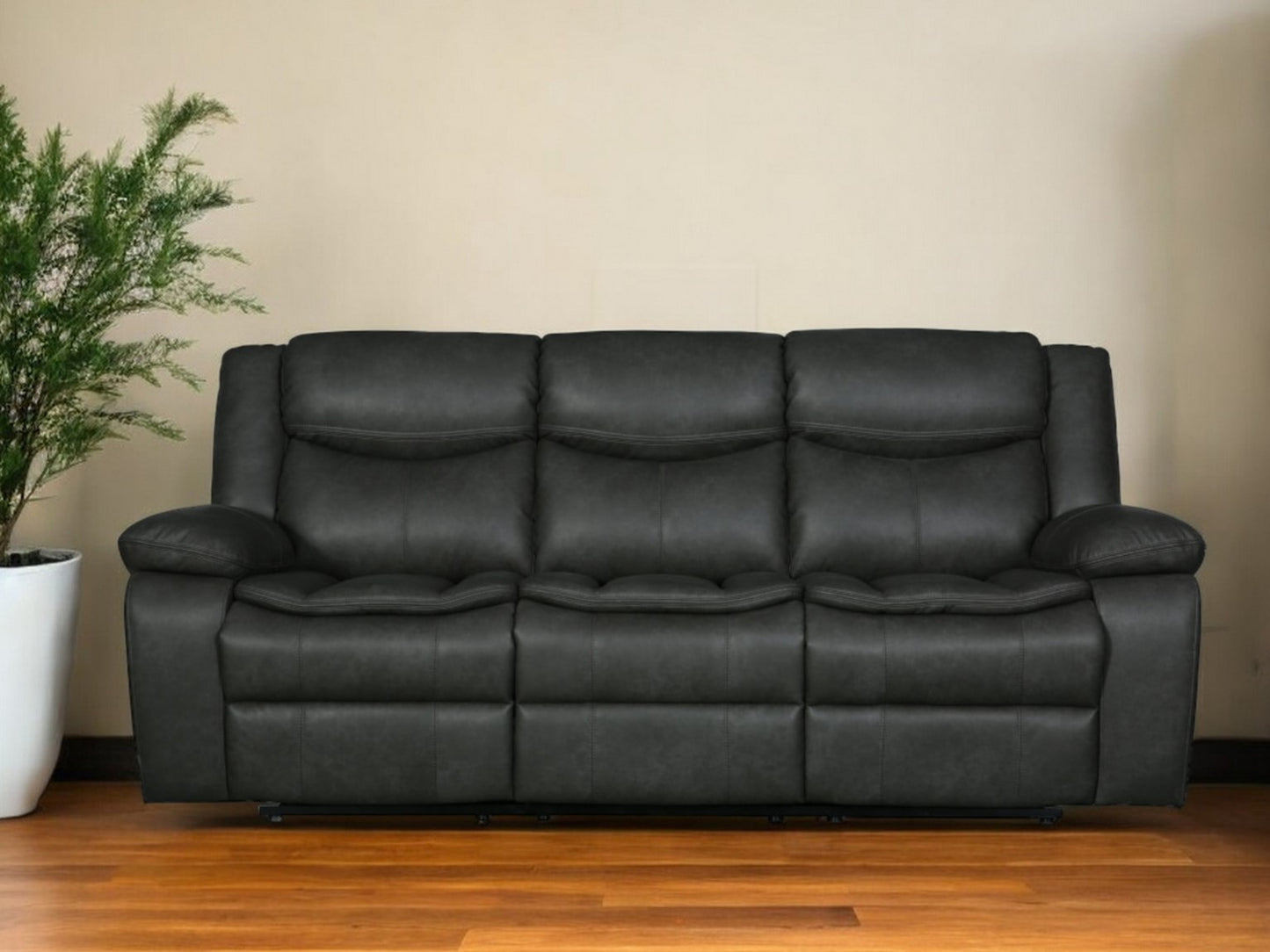 Faux Leather Sofa with Black Legs
