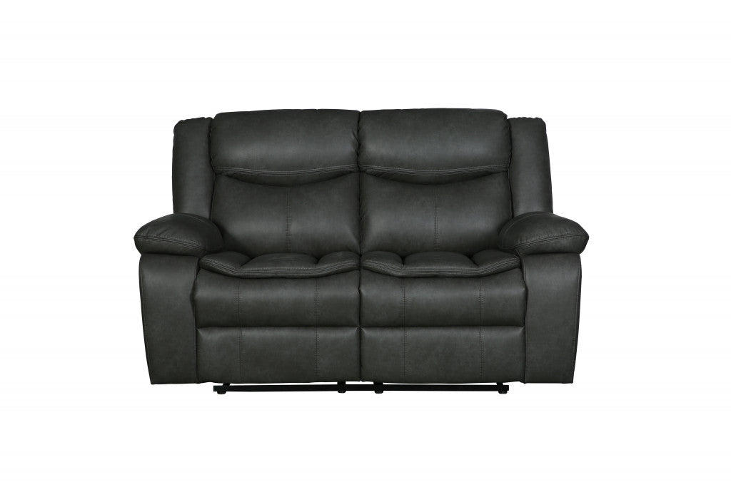 Faux Leather Manual Reclining Love Seat