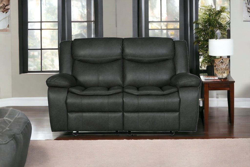 Faux Leather Manual Reclining Love Seat