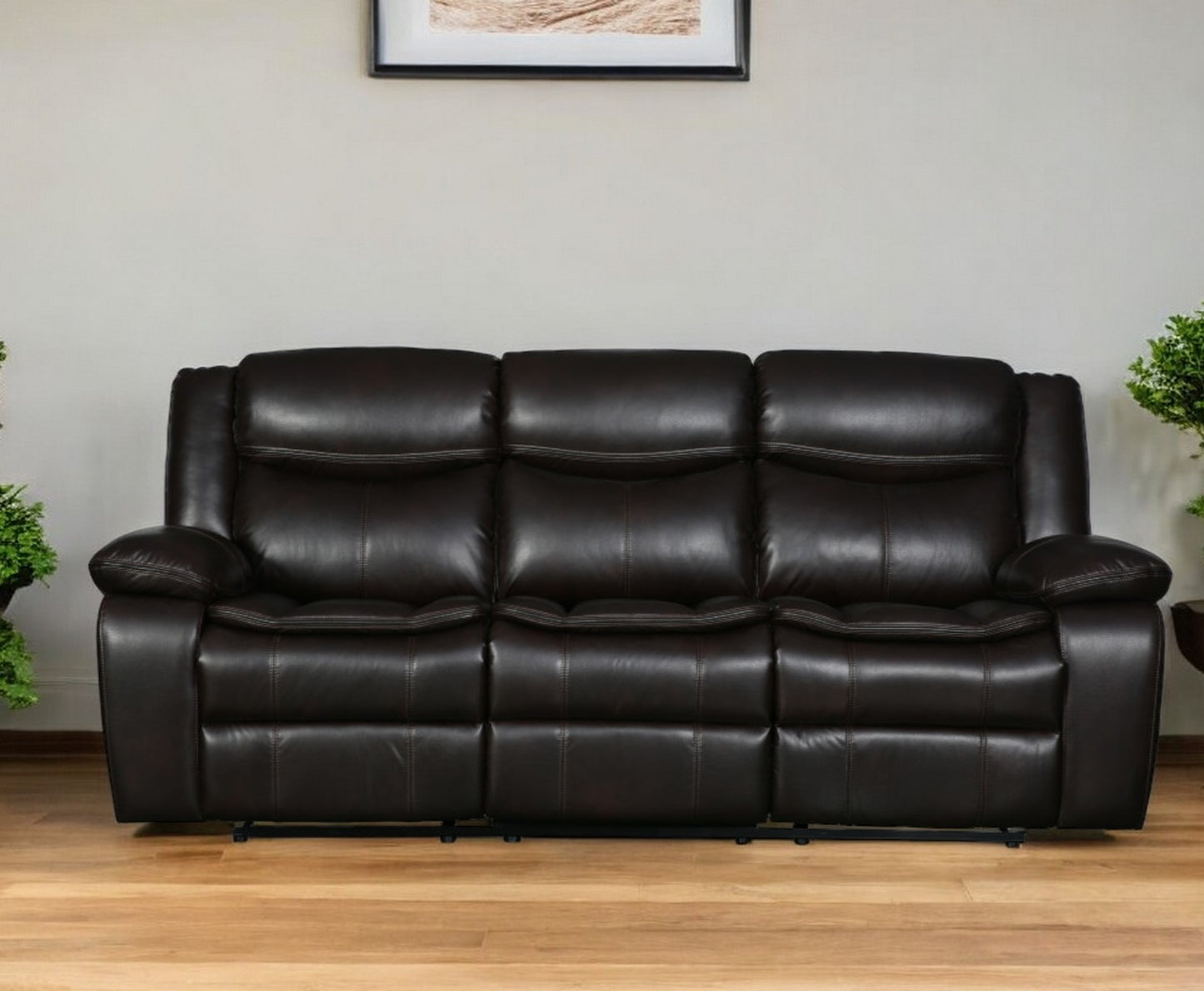 Faux Leather Sofa with Black Legs