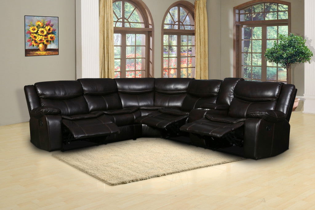 Polyester Blend Reclining U Shaped Three Piece Corner Sectional with Console