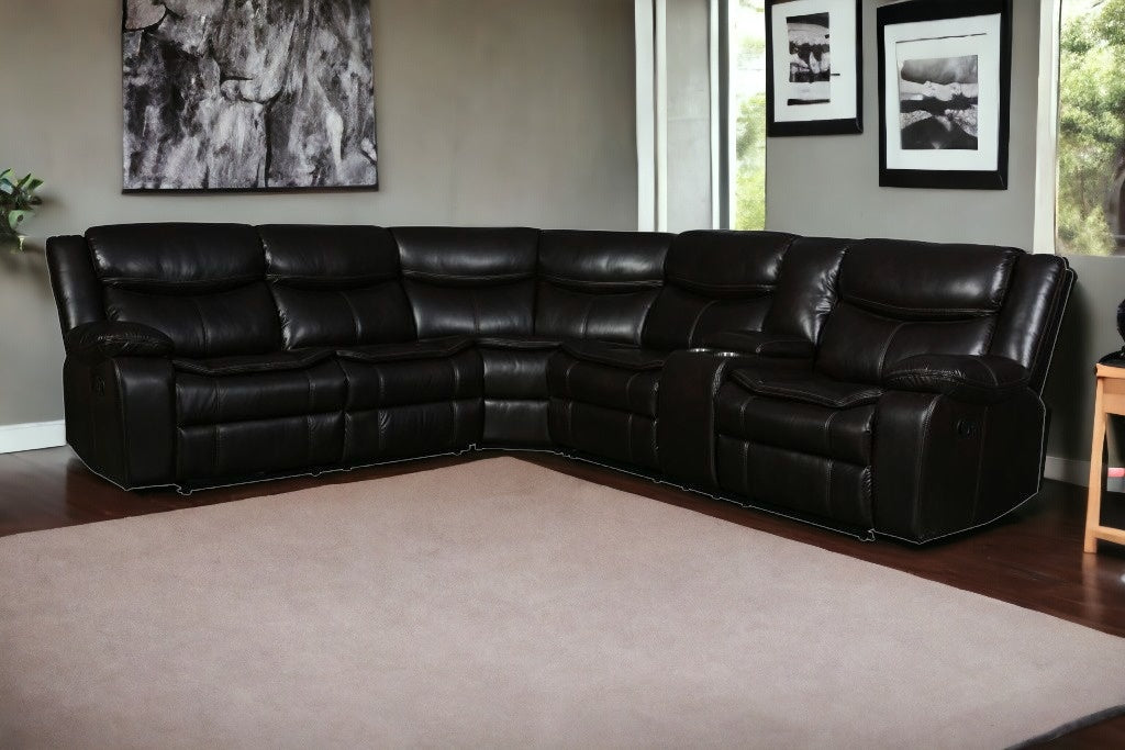 Polyester Blend Reclining U Shaped Three Piece Corner Sectional with Console