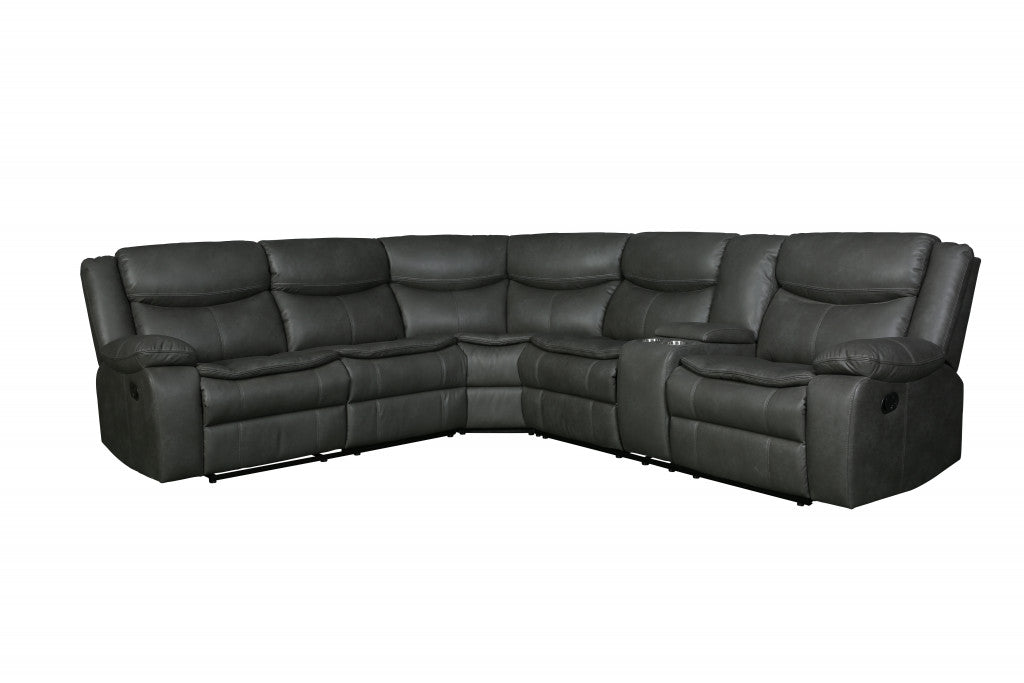 Polyester Blend Reclining U Shaped Three Piece Corner Sectional with Console