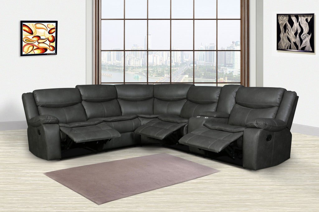 Polyester Blend Reclining U Shaped Three Piece Corner Sectional with Console
