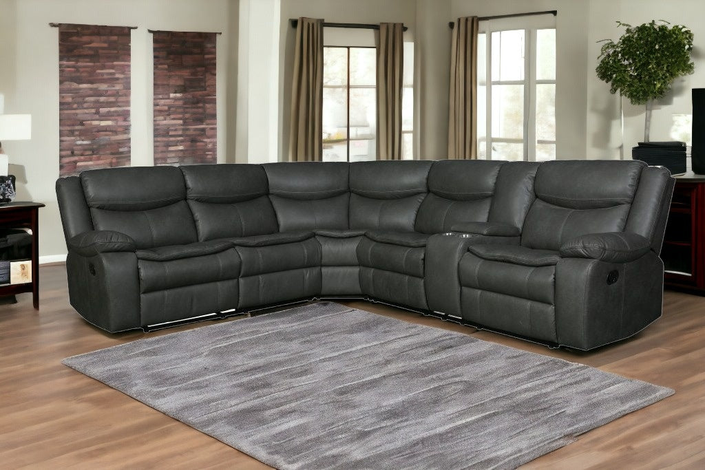 Polyester Blend Reclining U Shaped Three Piece Corner Sectional with Console