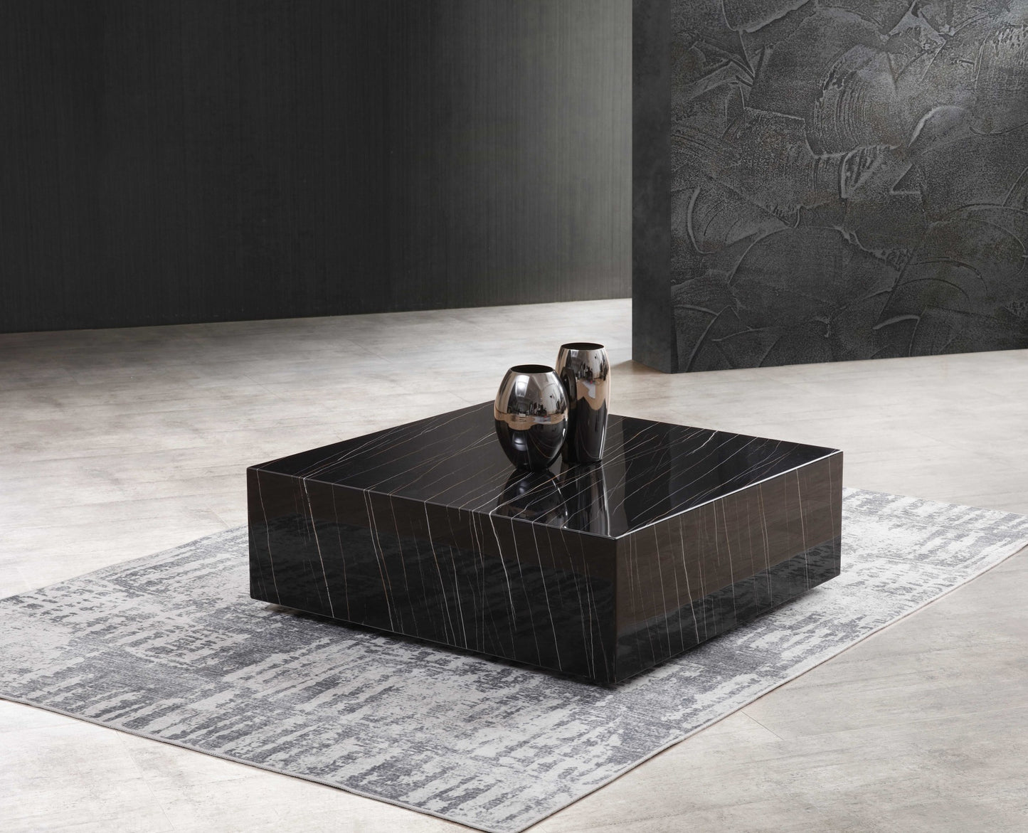 Genuine Marble and Brass Square Coffee Table