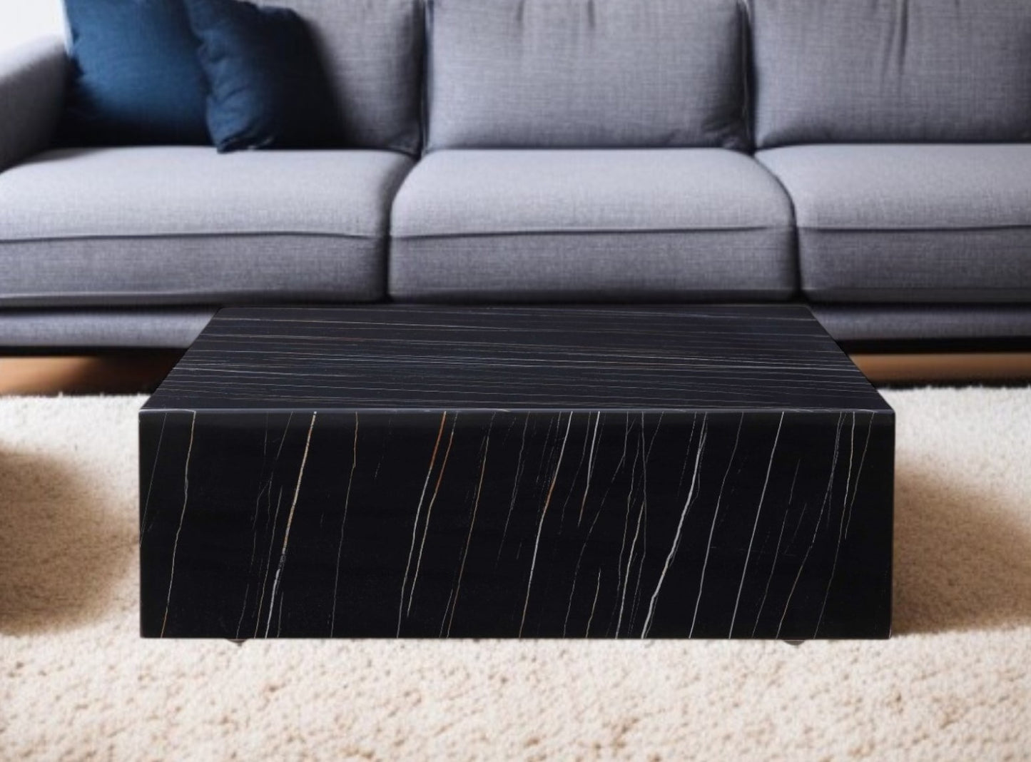 Genuine Marble and Brass Square Coffee Table