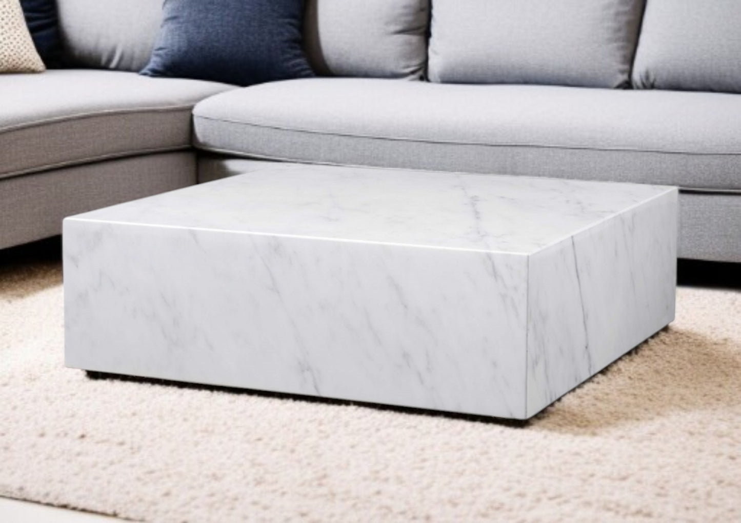 Genuine Marble and Brass Square Coffee Table