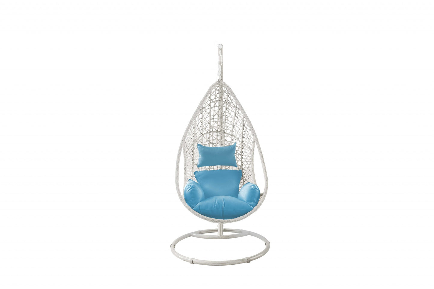Steel stand finished Metal Outdoor Swing Chair with Blue Cushion