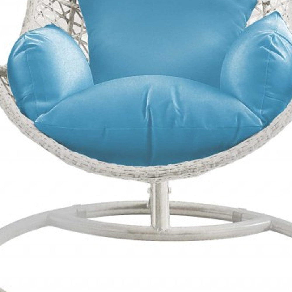 Steel stand finished Metal Outdoor Swing Chair with Blue Cushion